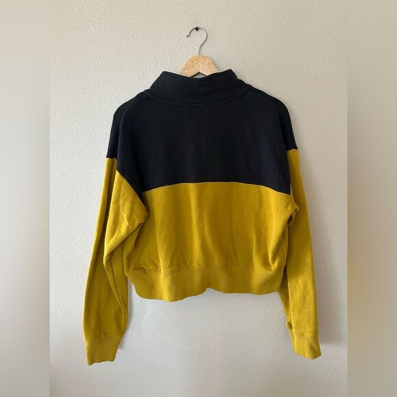 Jackson Rowe Two Tone Colorblock Quarter Zip Boxy Cropped Pullover Sweatshirt L - Picture 5 of 5